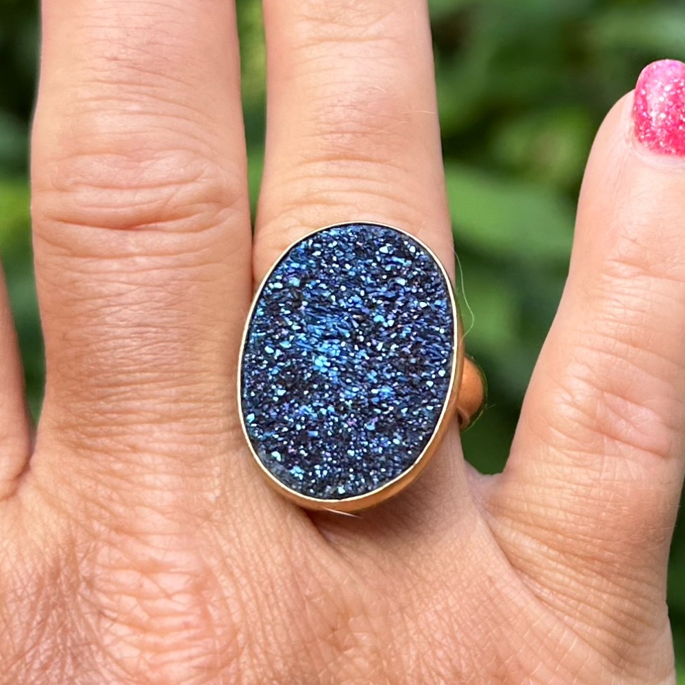 Incredible royal blue druzy ring!